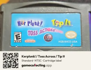 Kerplunk! / Toss Across / Tip It Game Boy Advance, NTSC cartridge label