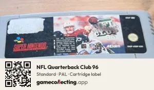 NFL Quarterback Club 96 Super Nintendo Entertainment System, PAL cartridge label