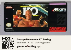 George Foreman's KO Boxing Super Nintendo Entertainment System, NTSC cartridge label
