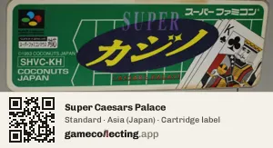Super Caesars Palace Super Nintendo Entertainment System, Asia cartridge label