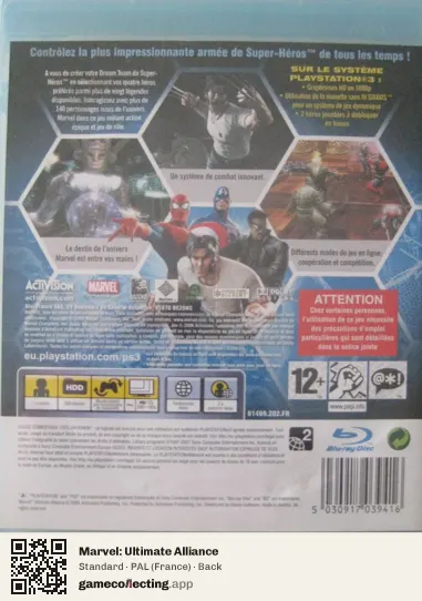 Marvel: Ultimate Alliance PlayStation 3, France box back