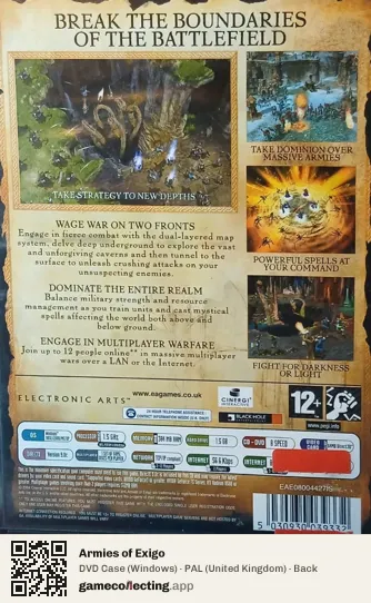 Armies of Exigo Computer, United Kingdom box back