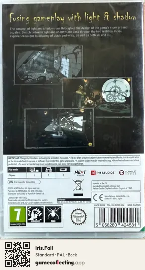 Iris.Fall Nintendo Switch, PAL box back
