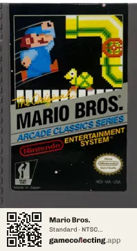 Mario Bros. Nintendo Entertainment System, NTSC cartridge label