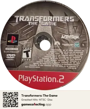 Transformers: The Game PlayStation 2, NTSC disc
