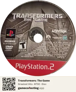 Transformers: The Game PlayStation 2, NTSC disc