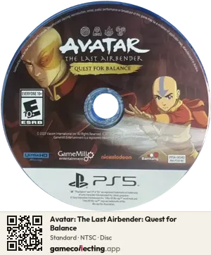 Avatar: The Last Airbender: Quest for Balance PlayStation 5, NTSC disc