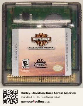 Harley-Davidson: Race Across America Game Boy Color, NTSC cartridge label