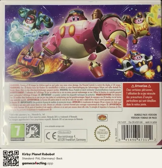 Kirby: Planet Robobot Nintendo 3DS, Germany box back