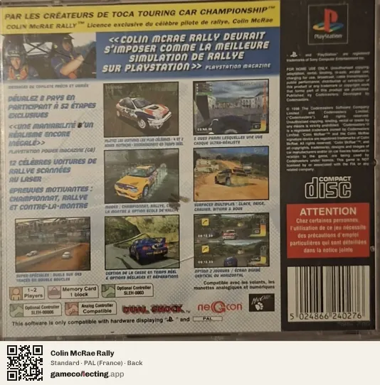 Colin McRae Rally PlayStation, France box back