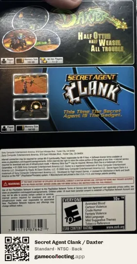 Secret Agent Clank / Daxter PlayStation Portable, NTSC box back