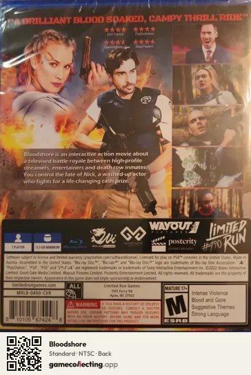 Bloodshore PlayStation 4, NTSC box back