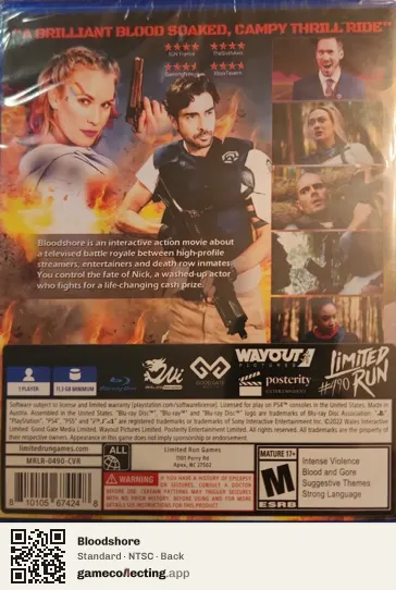 Bloodshore PlayStation 4, NTSC box back