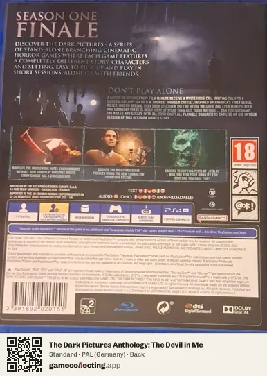 The Dark Pictures Anthology: The Devil in Me PlayStation 4, Germany box back
