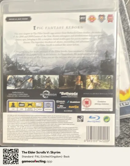 The Elder Scrolls V: Skyrim PlayStation 3, United Kingdom box back