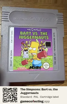 The Simpsons: Bart vs. the Juggernauts Game Boy, PAL cartridge label