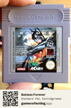 Batman Forever Game Boy, PAL cartridge label