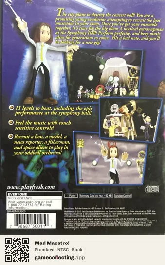 Mad Maestro! PlayStation 2, NTSC box back