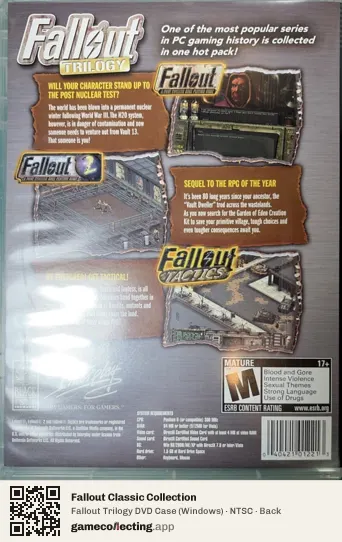 Fallout Classic Collection Computer, NTSC box back