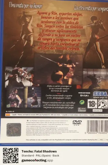 Tenchu: Fatal Shadows PlayStation 2, Spain box back