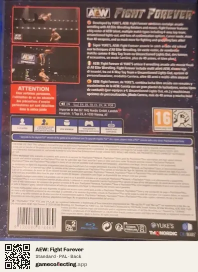 AEW: Fight Forever PlayStation 4, PAL box back