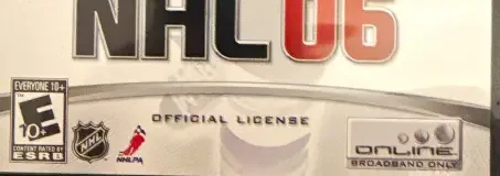 NHL 06, the ESRB box on its front