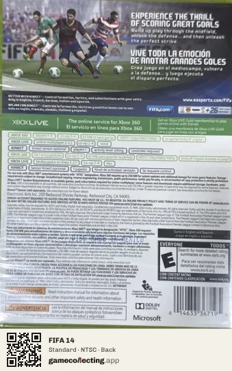 FIFA 14 Xbox 360, NTSC box back