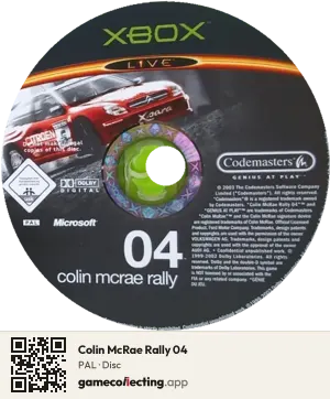 Colin McRae Rally 04 Xbox, PAL disc