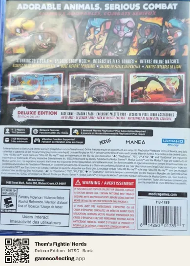 Them's Fightin' Herds PlayStation 5, NTSC box back