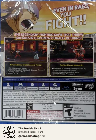 The Rumble Fish 2 PlayStation 4, NTSC box back