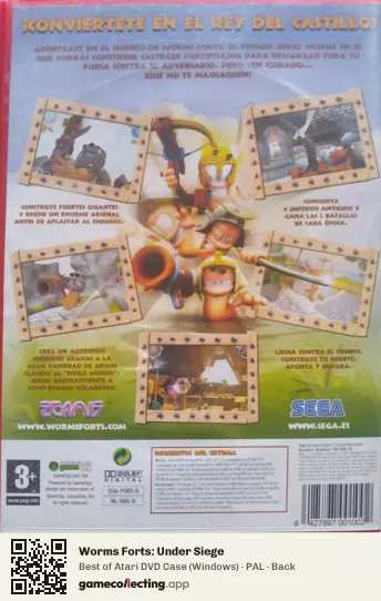 Worms Forts: Under Siege Computer, PAL box back