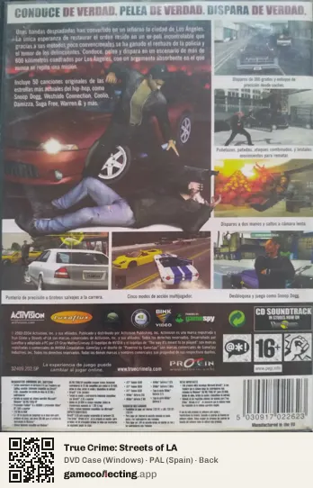 True Crime: Streets of LA Computer, Spain box back