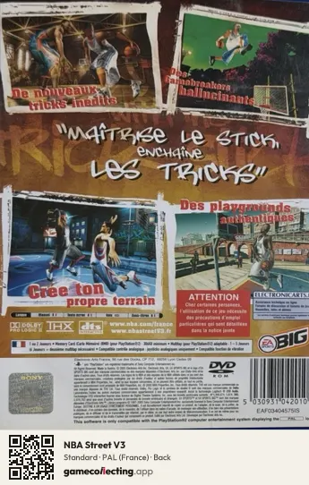 NBA Street V3 PlayStation 2, France box back
