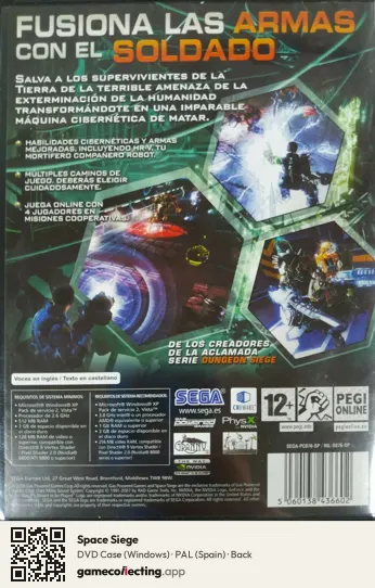 Space Siege Computer, Spain box back