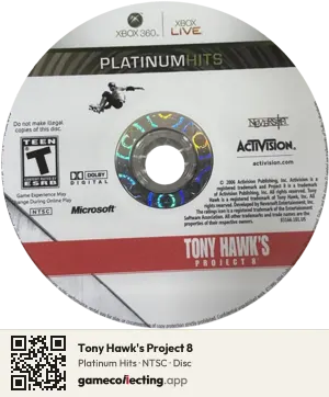 Tony Hawk's Project 8 Xbox 360, NTSC disc