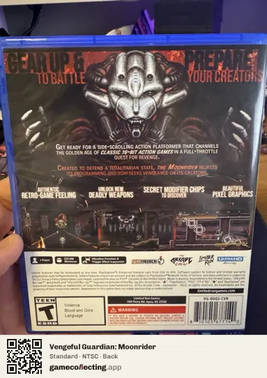 Vengeful Guardian: Moonrider PlayStation 5, NTSC box back