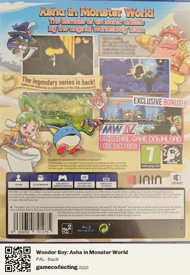 Wonder Boy: Asha in Monster World PlayStation 4, PAL box back
