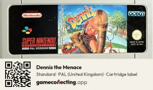 Dennis the Menace Super Nintendo Entertainment System, PAL cartridge label