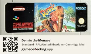 Dennis the Menace Super Nintendo Entertainment System, PAL cartridge label