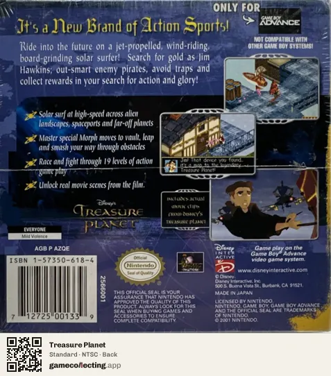 Treasure Planet Game Boy Advance, NTSC box back