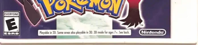 Pokémon Y, the ESRB box on its front