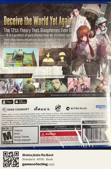 Steins;Gate Re:Boot PlayStation 5, NTSC box back