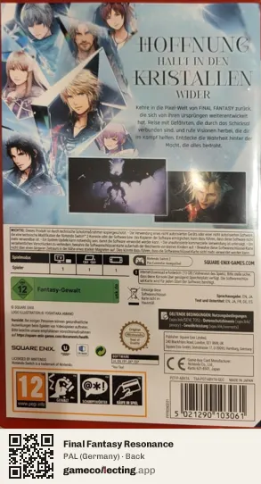 Final Fantasy Resonance Nintendo Switch 2, Germany box back