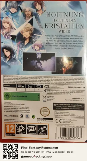Final Fantasy Resonance Nintendo Switch 2, Germany box back