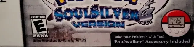 Pokémon SoulSilver Version, the ESRB box on its front