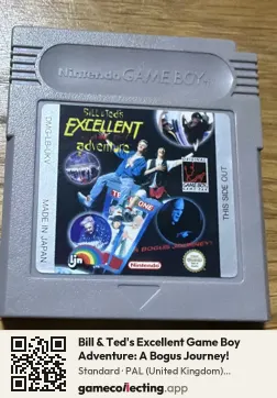 Bill & Ted's Excellent Game Boy Adventure: A Bogus Journey! Game Boy, PAL cartridge label