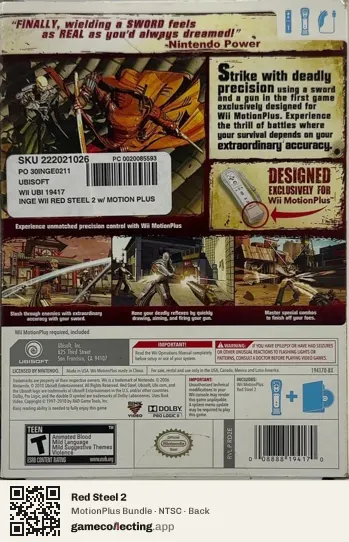 Red Steel 2 Nintendo Wii, NTSC box back