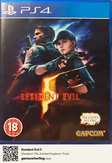 Resident Evil 5 PlayStation 4, United Kingdom box front