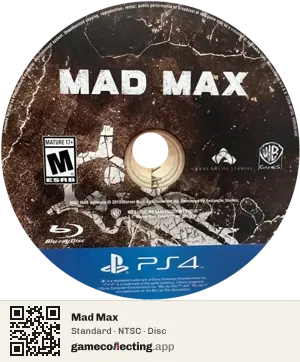 Mad Max PlayStation 4, NTSC disc