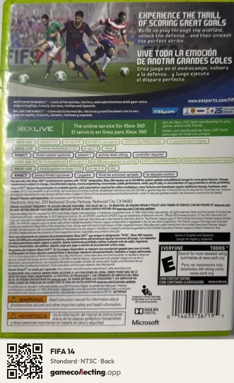 FIFA 14 Xbox 360, NTSC box back